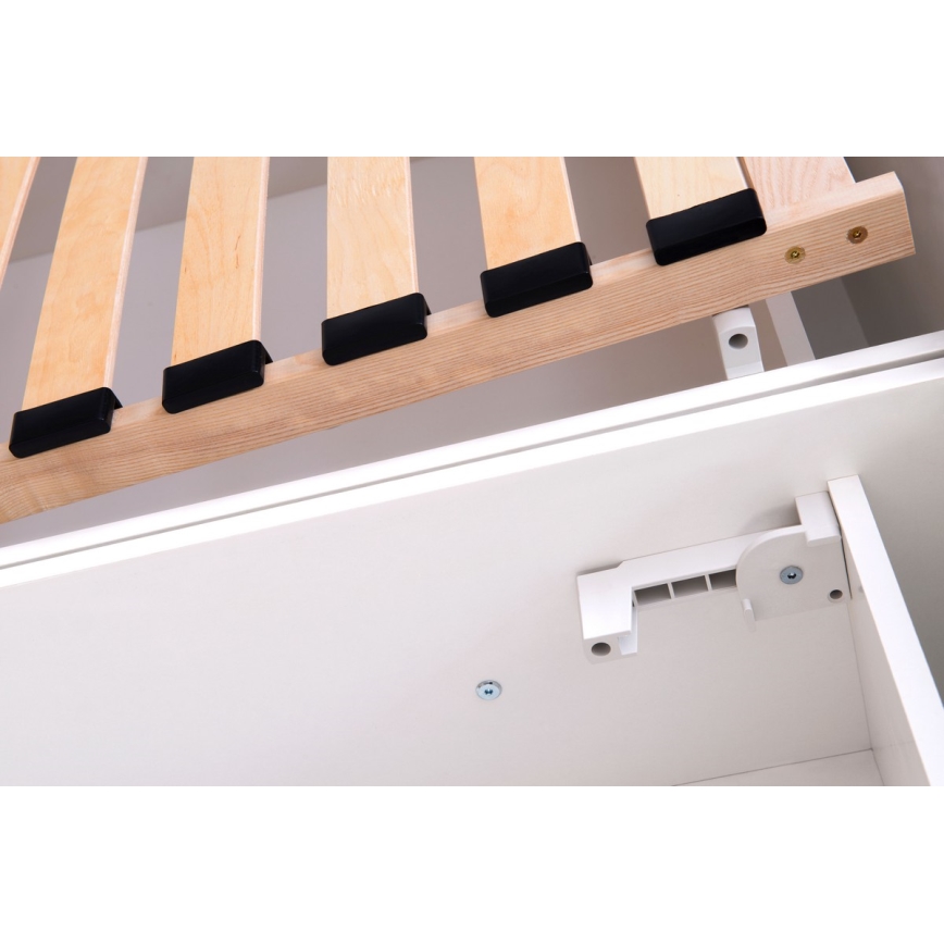 Gestoffeerd bed met matras en opbergruimte ALIS 180x200 cm lichtgrijs