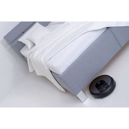 Gestoffeerd bed met matras en opbergruimte ALIS 180x200 cm lichtgrijs