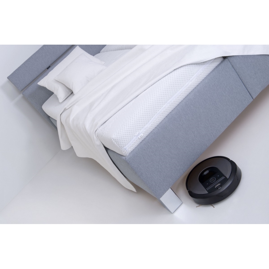 Gestoffeerd bed met matras en opbergruimte ALIS 180x200 cm lichtgrijs