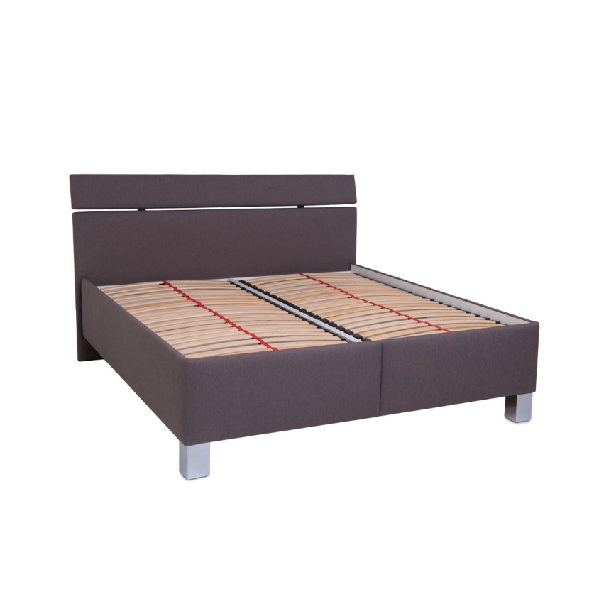 Gestoffeerd bed ALIS 180x200 cm met opbergruimte, zonder matras, bruin