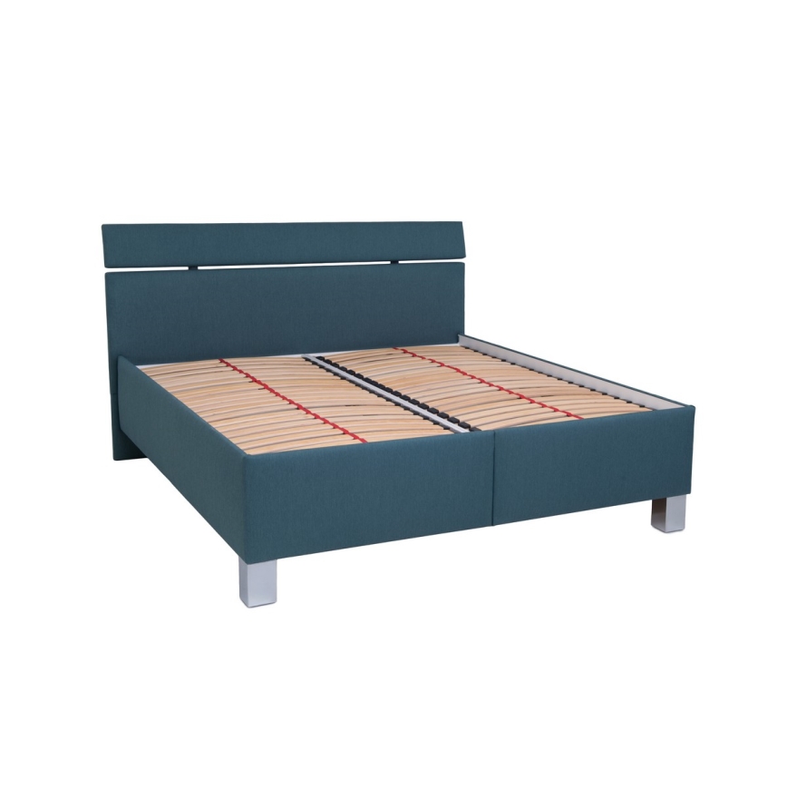 Gestoffeerd bed ALIS met opbergruimte, zonder matras, 160 x 200 cm, petrolblauw