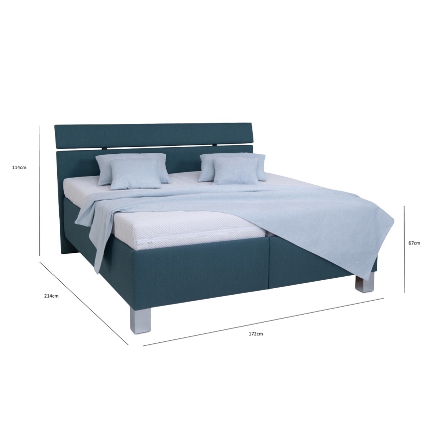 Gestoffeerd bed ALIS met opbergruimte, zonder matras, 160 x 200 cm, petrolblauw