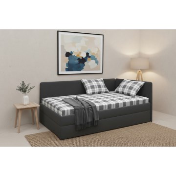 Gestoffeerd bed ARLY 110x200 cm met omkeerbaar hoofdeinde (links/rechts), antraciet/wit