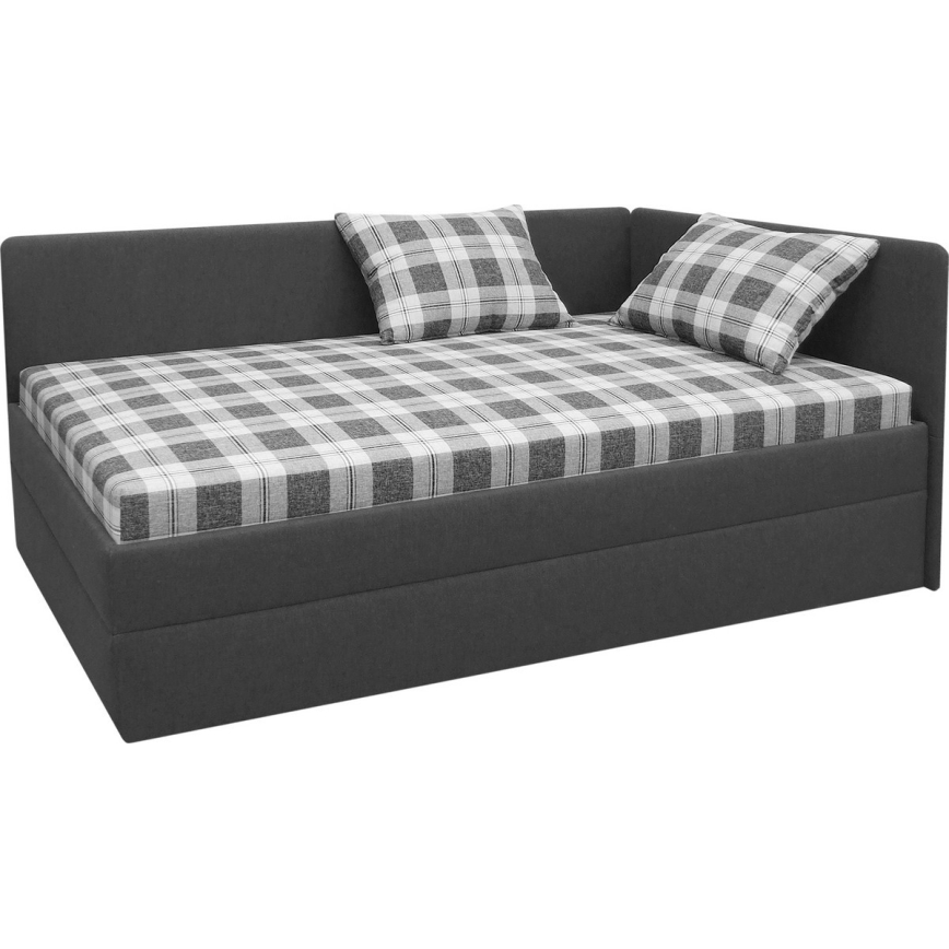 Gestoffeerd bed ARLY 110x200 cm met omkeerbaar hoofdeinde (links/rechts), antraciet/wit
