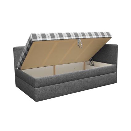 Gestoffeerd bed ARLY 110x200 cm met omkeerbaar hoofdeinde (links/rechts), antraciet/wit