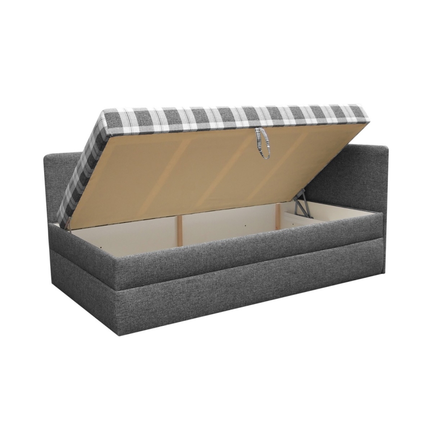 Gestoffeerd bed ARLY 110x200 cm met omkeerbaar hoofdeinde (links/rechts), antraciet/wit