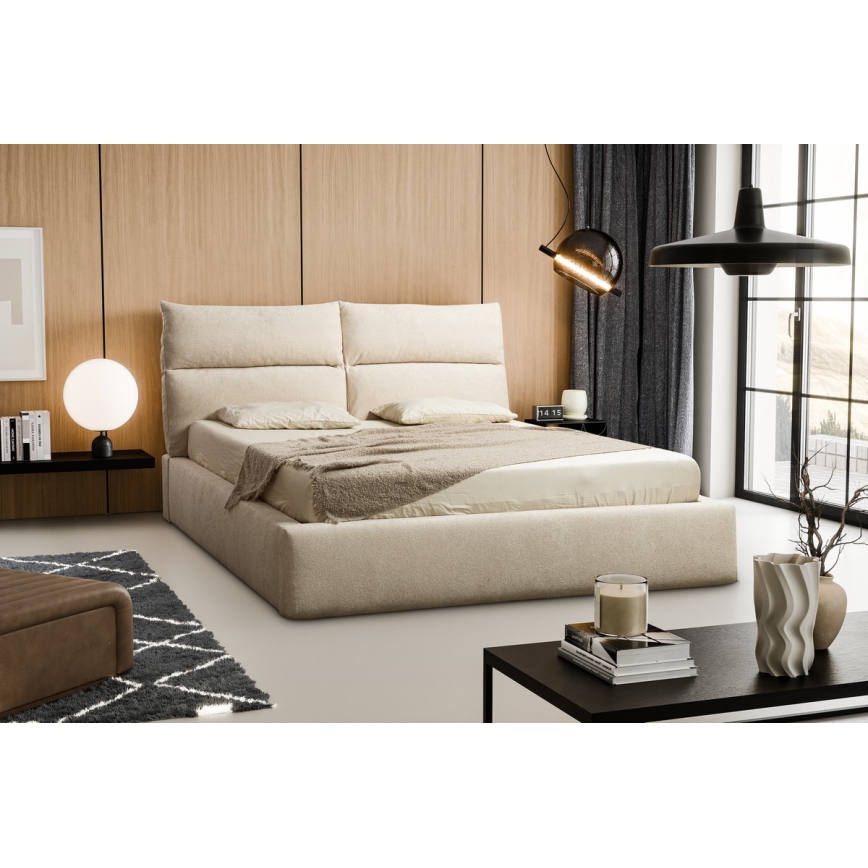 Gestoffeerd bed BASIL 160x200 cm zonder matras, beige