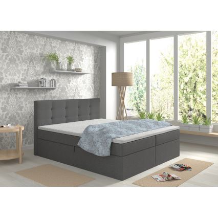 Gestoffeerd bed met matrassen en topper met opbergruimte EMBER 180x200 cm antraciet