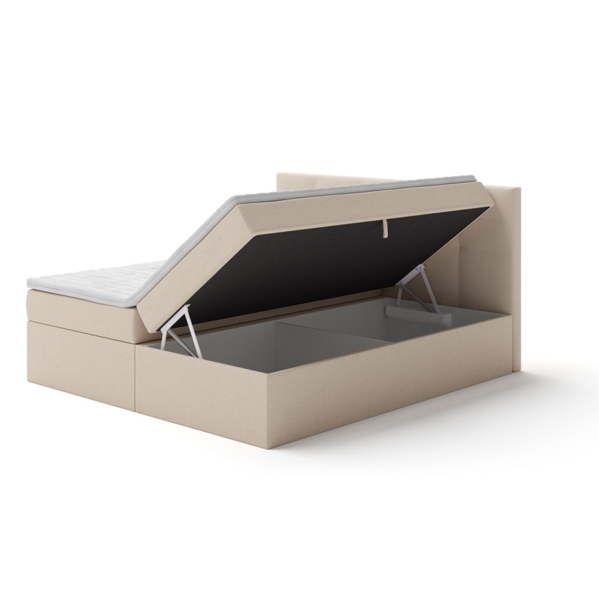 Gestoffeerd bed met matrassen en topper met opbergruimte EMBER 180x200 cm beige