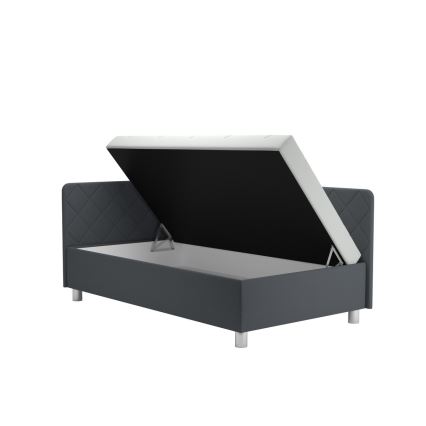 Gestoffeerde slaapbank met opbergruimte en matras EMILE 110x200 cm grijs