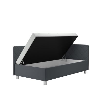 Gestoffeerde slaapbank met opbergruimte en matras EMILE 110x200 cm grijs