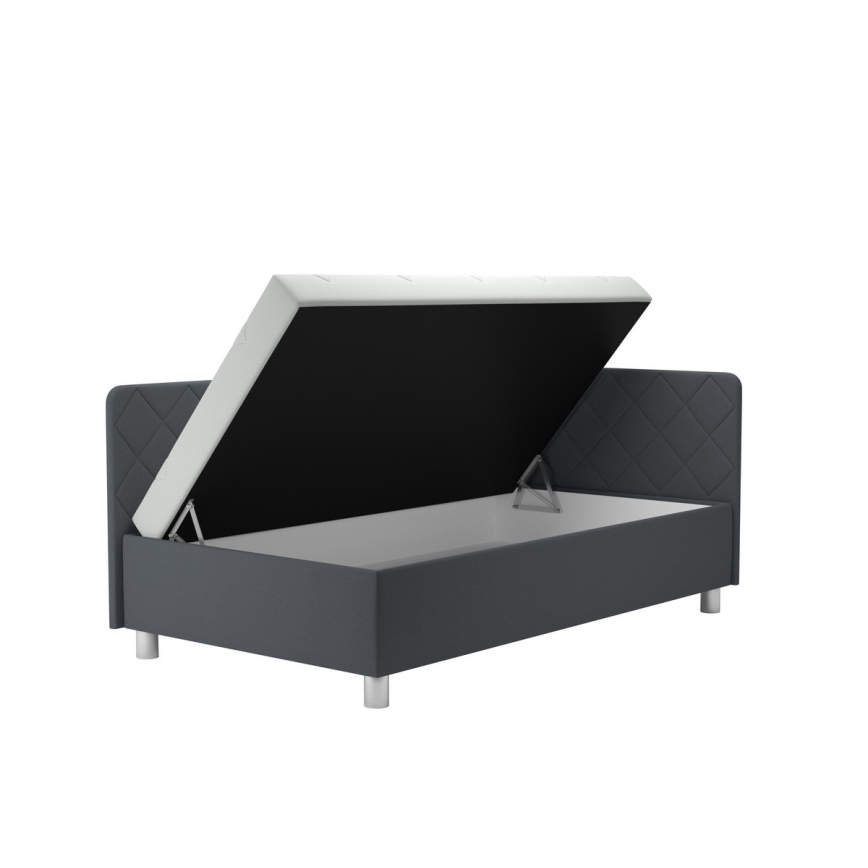 Gestoffeerde slaapbank met opbergruimte en matras EMILE 110x200 cm grijs