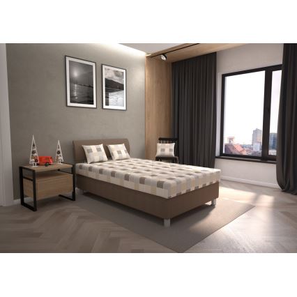 Gestoffeerd bed met opbergruimte en matras GEORGE 120x200 cm bruin