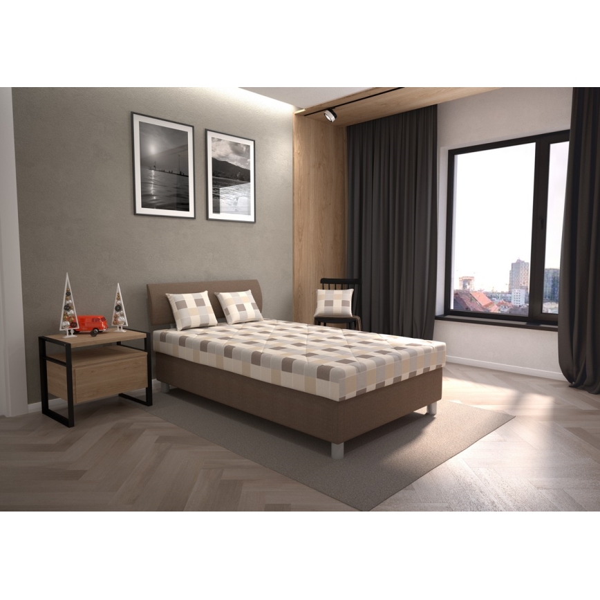 Gestoffeerd bed met opbergruimte en matras GEORGE 120x200 cm bruin