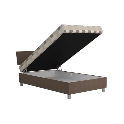 Gestoffeerd bed met opbergruimte en matras GEORGE 120x200 cm bruin