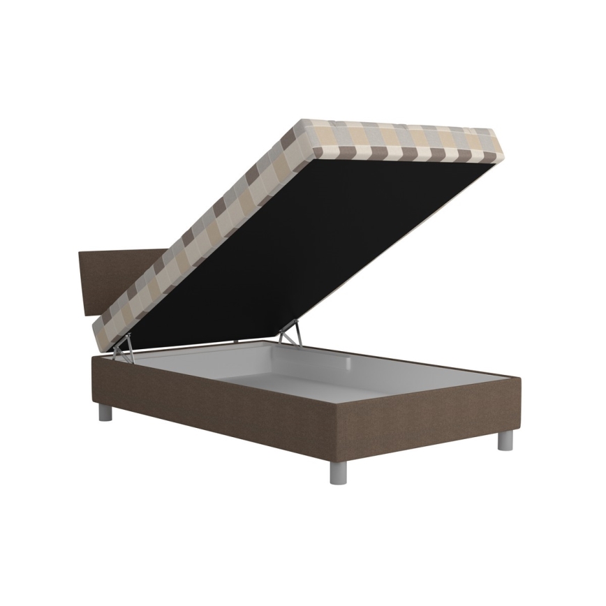 Gestoffeerd bed met opbergruimte en matras GEORGE 120x200 cm bruin