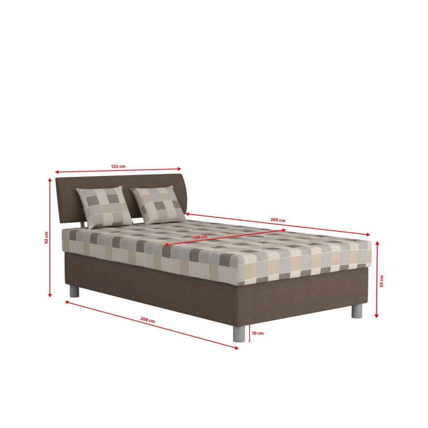 Gestoffeerd bed met opbergruimte en matras GEORGE 120x200 cm bruin