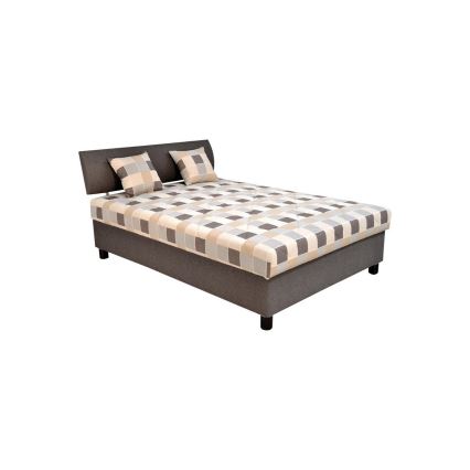 Gestoffeerd bed GEORGE 140x200 cm met opbergruimte en matras, bruin