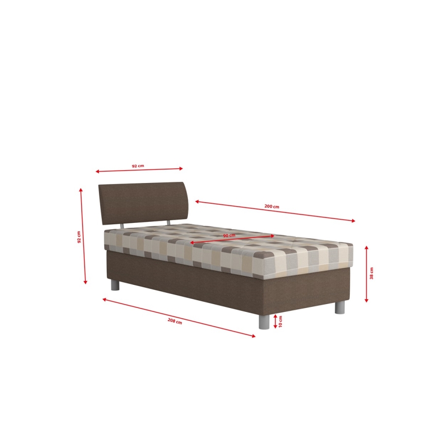 Gestoffeerd bed met opbergruimte en matras GEORGE 90x200 cm bruin