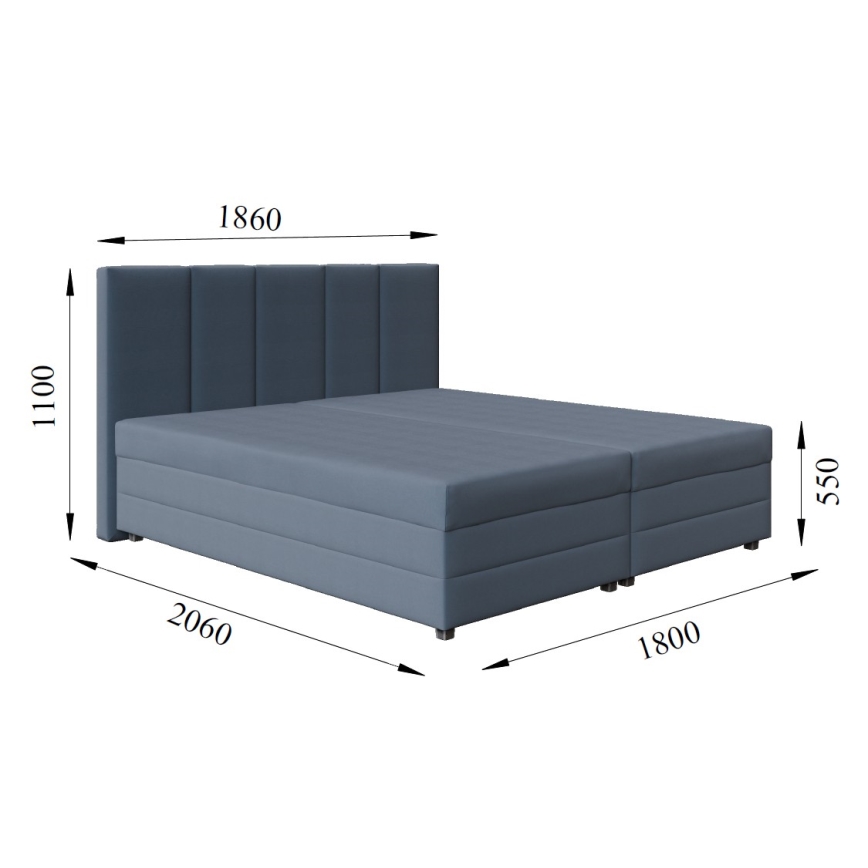 Gestoffeerd bed met veermatras en opbergruimte ISABEL 180x200 grijs