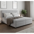 Gestoffeerd bed ISABEL 180x200 met verenmatras en opbergruimte, lichtgrijs