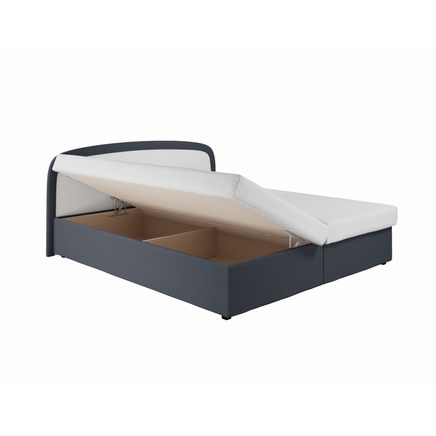 Gestoffeerd bed MALIA 160x200 met veerkernmatras en opbergruimte, grijs