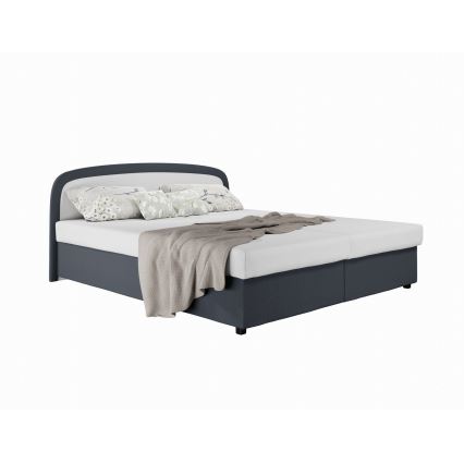 Gestoffeerd bed MALIA 160x200 met veerkernmatras en opbergruimte, grijs