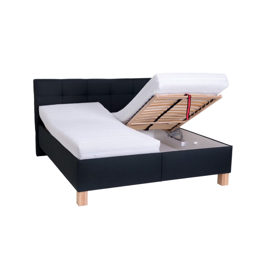 Gestoffeerd bed MARIA 160x200 cm met bergruimte, zonder matras, antraciet