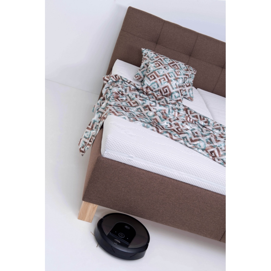 Gestoffeerd bed MARIA 180x200 cm, inclusief matras en ruime opbergruimte, bruin