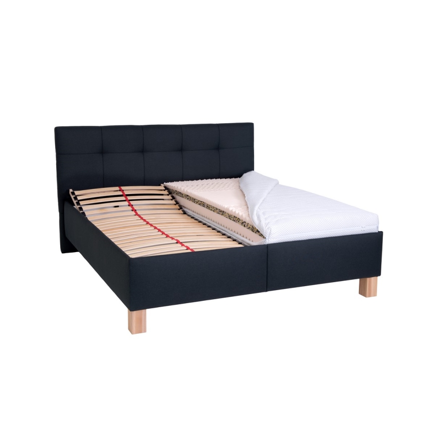 Gestoffeerd bed MARIA 180x200 cm met matras en opbergruimte, antraciet