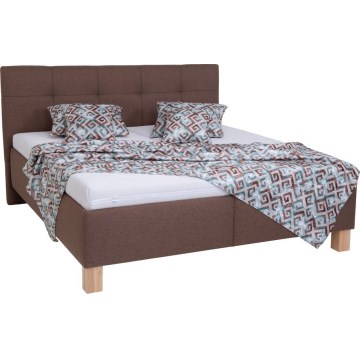 Gestoffeerd bed MARIA 180x200 cm met matras en opbergruimte, bruin