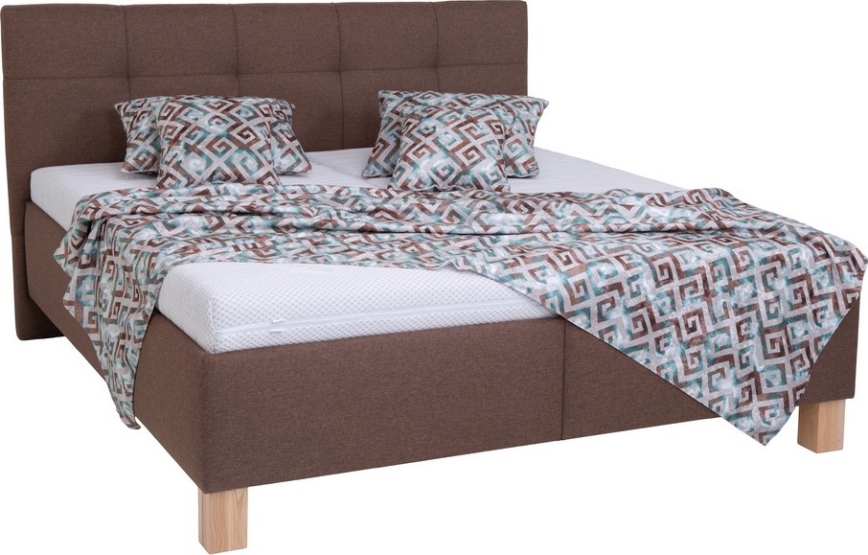 Gestoffeerd bed MARIA 180x200 cm met matras en opbergruimte, bruin