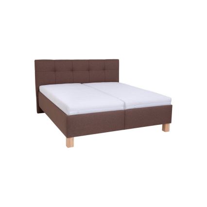 Gestoffeerd bed MARIA 180x200 cm met matras en opbergruimte, bruin