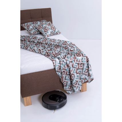 Gestoffeerd bed MARIA ONE 90 x 200 cm met matras en opbergruimte, bruin