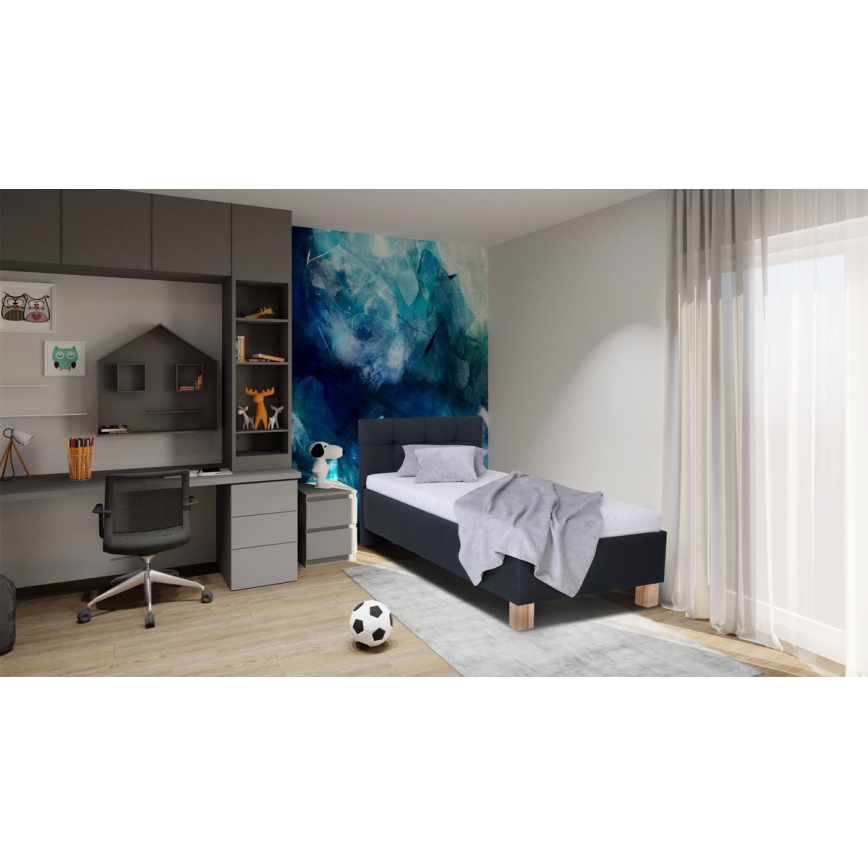 Gestoffeerd bed met matras en opbergruimte MARIA ONE 90x200 cm antraciet