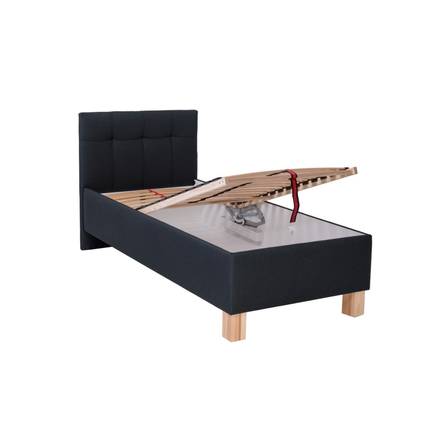 Gestoffeerd bed met matras en opbergruimte MARIA ONE 90x200 cm antraciet