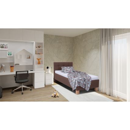 Gestoffeerd bed met matras en opbergruimte MARIA ONE 90x200 cm bruin
