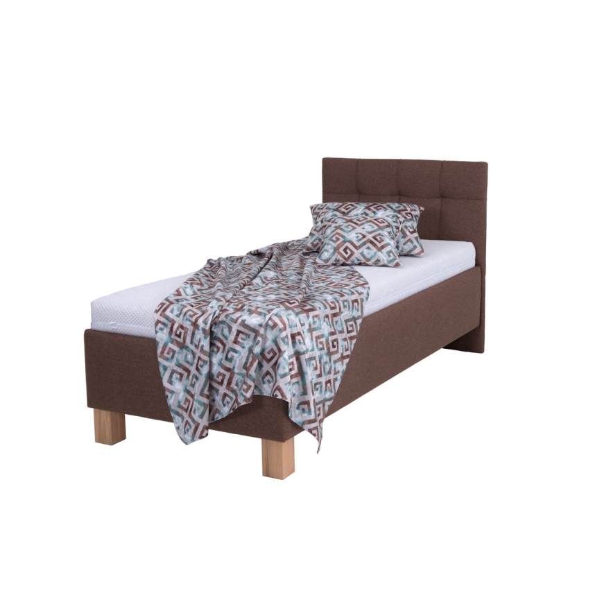 Gestoffeerd bed met matras en opbergruimte MARIA ONE 90x200 cm bruin