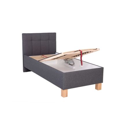 Gestoffeerd bed met matras en opbergruimte MARIA ONE 90x200 cm grijs