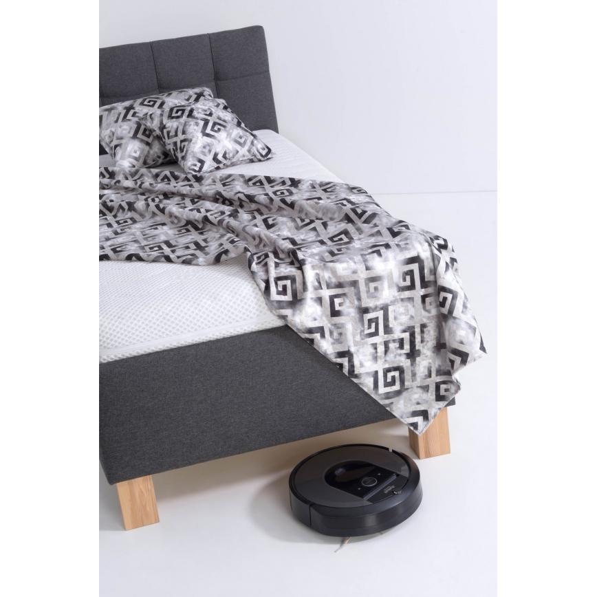 Gestoffeerd bed met matras en opbergruimte MARIA ONE 90x200 cm grijs