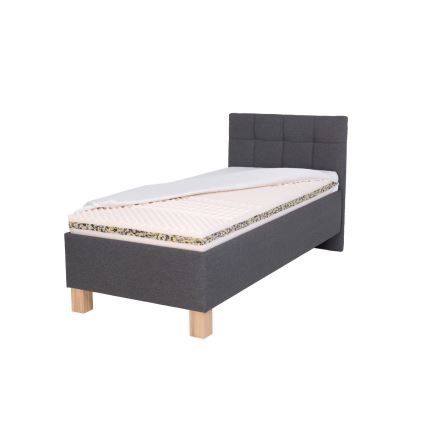 Gestoffeerd bed met matras en opbergruimte MARIA ONE 90x200 cm grijs
