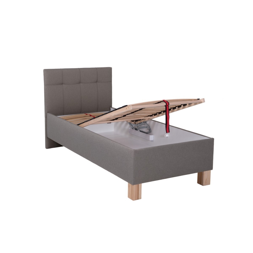 Gestoffeerd bed met matras en opbergruimte MARIA ONE 90x200 cm taupe