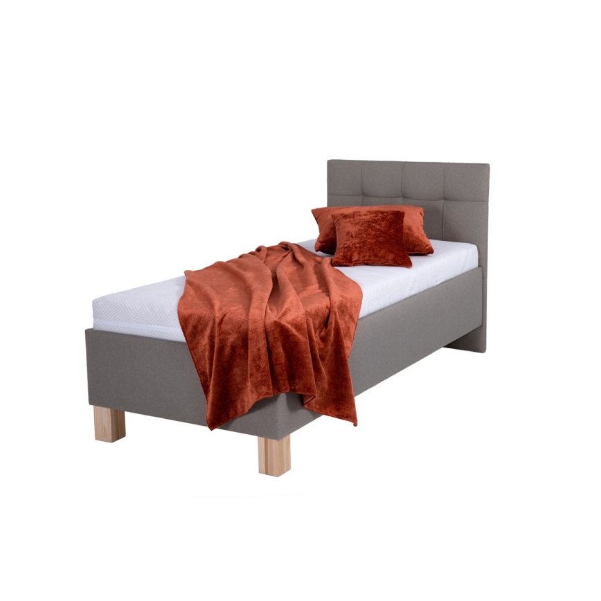 Gestoffeerd bed met matras en opbergruimte MARIA ONE 90x200 cm taupe