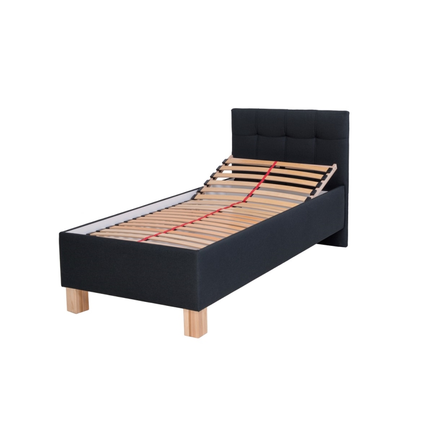 Gestoffeerd bed MARIA ONE 90x200 cm met opbergruimte, zonder matras, antraciet