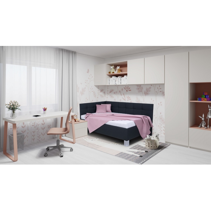 Gestoffeerd bed met matras en opbergruimte MARIA PETITE 120x200 cm antraciet