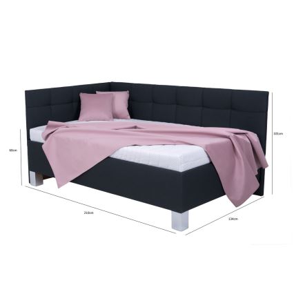 Gestoffeerd bed met matras en opbergruimte MARIA PETITE 120x200 cm antraciet