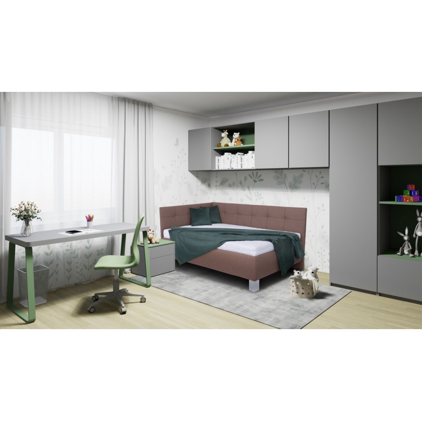 Gestoffeerd bed met matras en opbergruimte MARIA PETITE 120x200 cm bruin