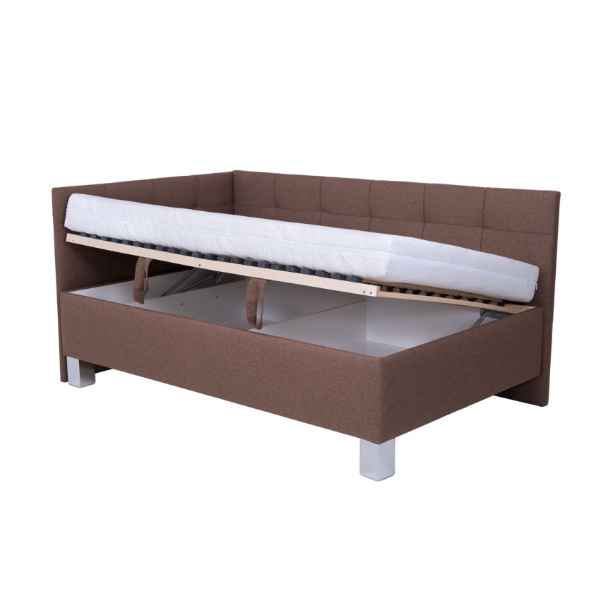 Gestoffeerd bed met matras en opbergruimte MARIA PETITE 120x200 cm bruin