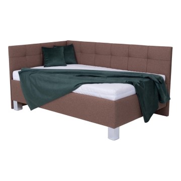 Gestoffeerd bed MARIA PETITE 120x200 cm met opbergruimte, zonder matras, bruin