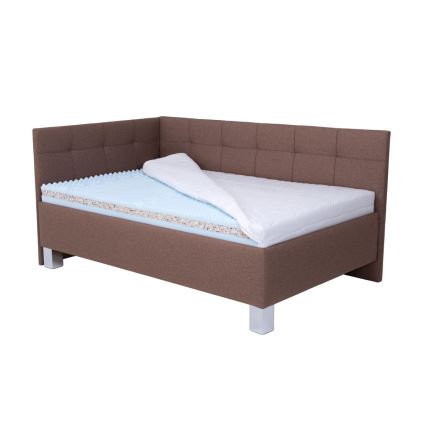 Gestoffeerd bed MARIA PETITE 120x200 cm met opbergruimte, zonder matras, bruin